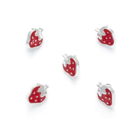 11mm PLASTIC STRAWBERRY BUTTONS With SILVER COLOURED EDGE and SHANK - ThreadandTrimmings