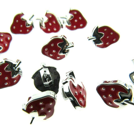 11mm PLASTIC STRAWBERRY BUTTONS With SILVER COLOURED EDGE and SHANK - ThreadandTrimmings