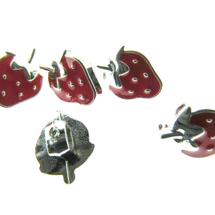 11mm PLASTIC STRAWBERRY BUTTONS With SILVER COLOURED EDGE and SHANK - ThreadandTrimmings