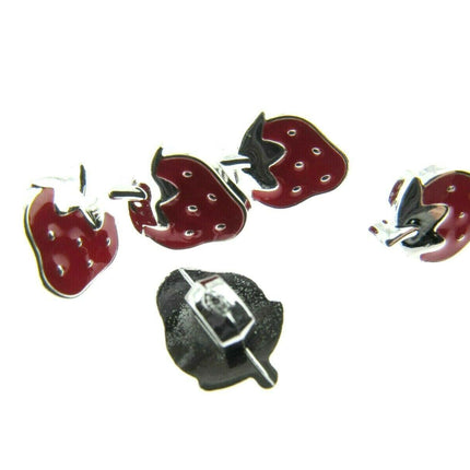 11mm PLASTIC STRAWBERRY BUTTONS With SILVER COLOURED EDGE and SHANK - ThreadandTrimmings