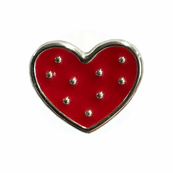 11mm PLASTIC LOVE HEART BUTTONS With SILVER COLOURED EDGE and SHANK - ThreadandTrimmings