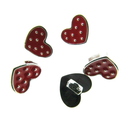11mm PLASTIC LOVE HEART BUTTONS With SILVER COLOURED EDGE and SHANK - ThreadandTrimmings