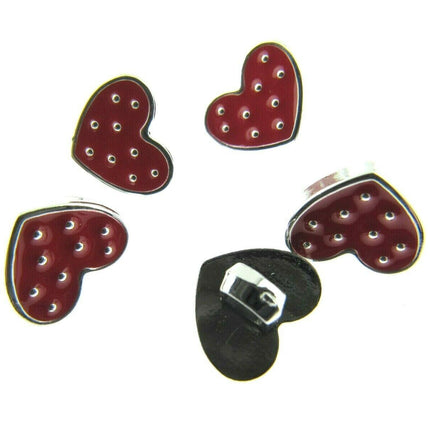 11mm PLASTIC LOVE HEART BUTTONS With SILVER COLOURED EDGE and SHANK - ThreadandTrimmings