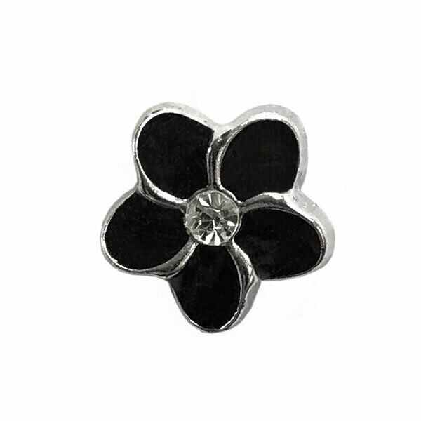 11mm PLASTIC BLACK FLOWER MICRO BUTTONS WITH SILVER COLOURED EDGE and SHANK - ThreadandTrimmings