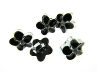 11mm PLASTIC BLACK FLOWER MICRO BUTTONS WITH SILVER COLOURED EDGE and SHANK - ThreadandTrimmings