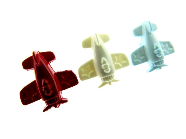 CHILDRENS AEROPLANE BUTTONS - APPROX 15mm - CHOOSE FROM 3 COLOURS - ThreadandTrimmings