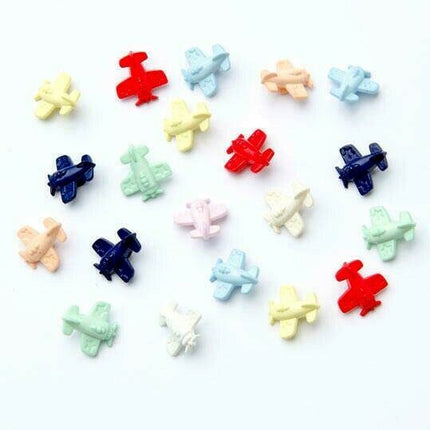 CHILDRENS AEROPLANE BUTTONS - APPROX 15mm - CHOOSE FROM 3 COLOURS - ThreadandTrimmings