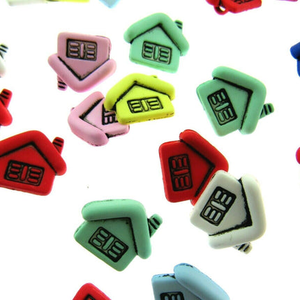 50 x MIXED CHALET HOUSEBUTTONS - APPROX 17mm x 14mm - ThreadandTrimmings