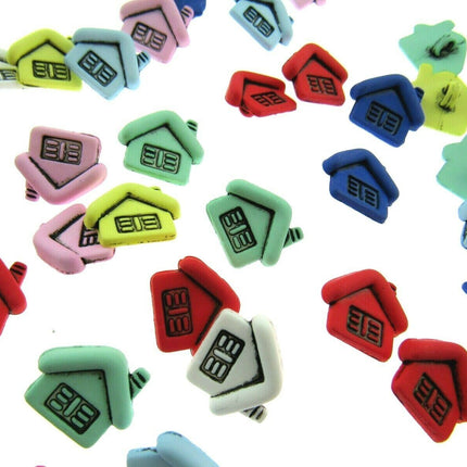 50 x MIXED CHALET HOUSEBUTTONS - APPROX 17mm x 14mm - ThreadandTrimmings
