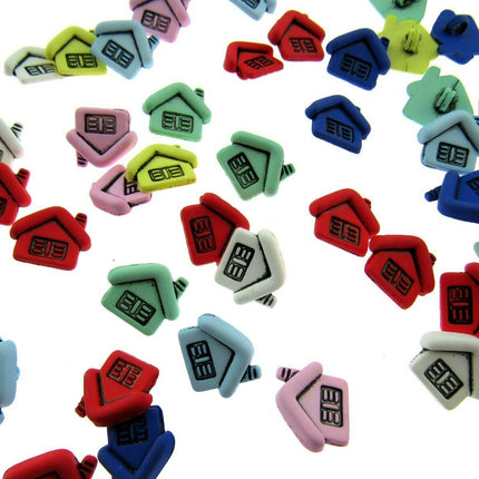 50 x MIXED CHALET HOUSEBUTTONS - APPROX 17mm x 14mm - ThreadandTrimmings