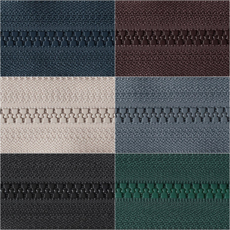 YKK REVERSIBLE FLIP OVER PLASTIC OPEN END ZIPPER #5 ZIP CHAIN 6 COLOURS/ 3 SIZES - ThreadandTrimmings