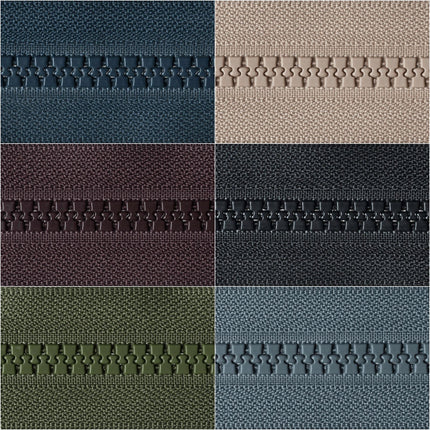 YKK VISLON HEAVY TWO WAY PLASTIC OPEN END ZIPPER #8 ZIP CHAIN 6 COLOURS/ 4 SIZES - ThreadandTrimmings