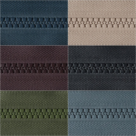 YKK VISLON HEAVY TWO WAY PLASTIC OPEN END ZIPPER #8 ZIP CHAIN 6 COLOURS/ 4 SIZES - ThreadandTrimmings