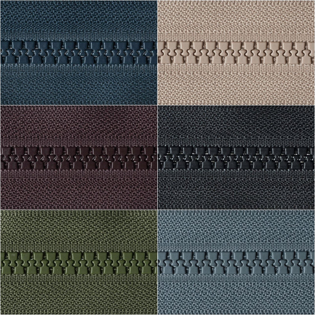 YKK VISLON HEAVY TWO WAY PLASTIC OPEN END ZIPPER #8 ZIP CHAIN 6 COLOURS/ 4 SIZES - ThreadandTrimmings