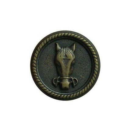 Round Horse Buttons Front View With Shank in Antique Silver or Brass 3 Sizes - ThreadandTrimmings