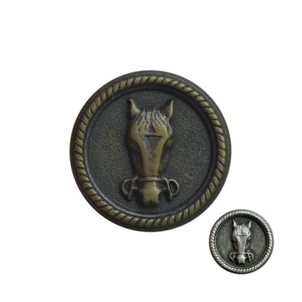 Round Horse Buttons Front View With Shank in Antique Silver or Brass 3 Sizes - ThreadandTrimmings