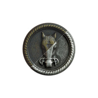 Round Horse Buttons - Front View With Shank in Antique Silver or Brass - 3 Sizes