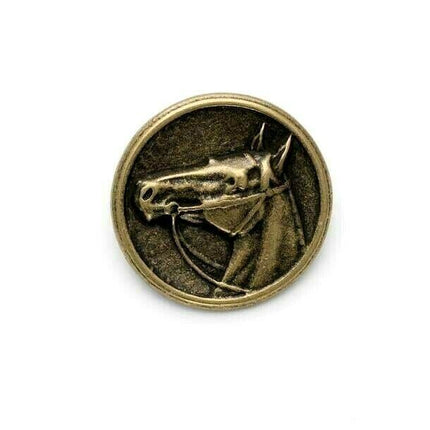 Round Horse Buttons Side View With Shank In Antique Brass or Silver 4 Sizes - ThreadandTrimmings