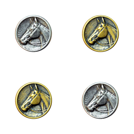 Round Horse Buttons Side View With Shank In Antique Brass or Silver 4 Sizes - ThreadandTrimmings