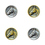 Round Horse Buttons - Side View With Shank In Antique Brass or Silver - 4 Sizes