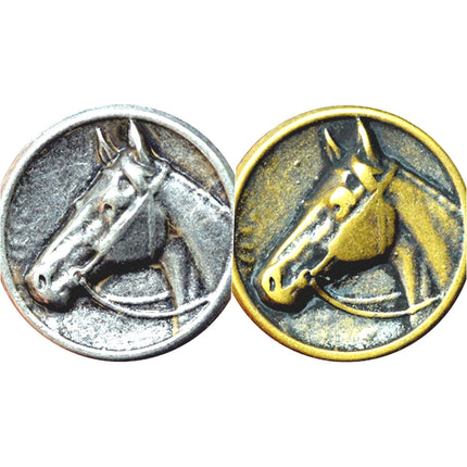Round Horse Buttons Side View With Shank In Antique Brass or Silver 4 Sizes - ThreadandTrimmings