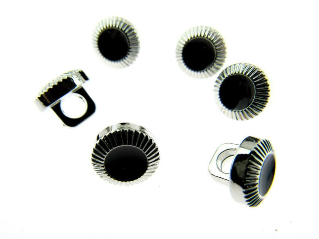 10mm PLASTIC DRESS SHIRT BUTTONS GOLD/WHITE & SILVER/BLACK P131 - ThreadandTrimmings