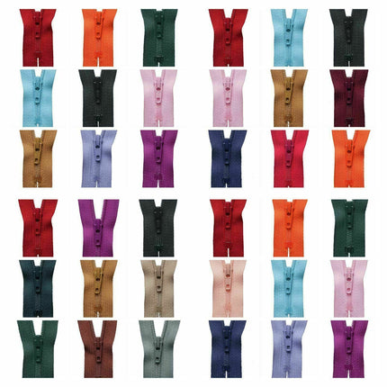 YKK Nylon Closed End Autolock Skirt Zips- 5 x Zips Per Pack - Size 8", 9" or 10" - ThreadandTrimmings