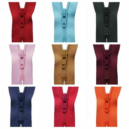 YKK Nylon Closed End Autolock Skirt Zips- 5 x Zips Per Pack - Size 8", 9" or 10" - ThreadandTrimmings