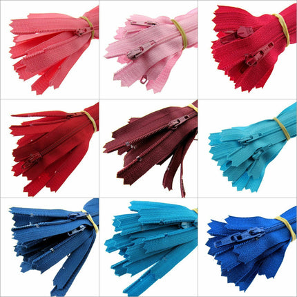 YKK Nylon Closed End Autolock Skirt Zips- 5 x Zips Per Pack - Size 8", 9" or 10" - ThreadandTrimmings