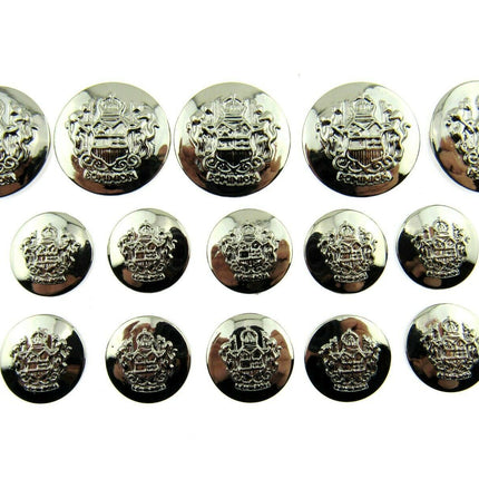 A Set of SILVER Plastic Crested Blazer Buttons - ThreadandTrimmings