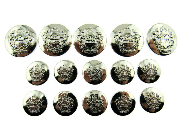 A Set of SILVER Plastic Crested Blazer Buttons - ThreadandTrimmings
