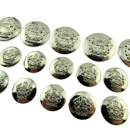 A Set of SILVER Plastic Crested Blazer Buttons - ThreadandTrimmings