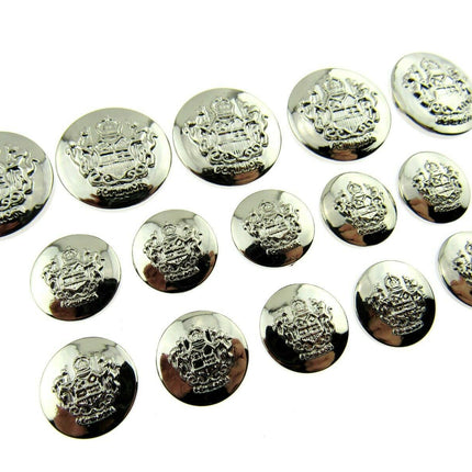 A Set of SILVER Plastic Crested Blazer Buttons - ThreadandTrimmings