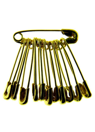 Safety Pins 19mm Yellow Coloured in Bunches of 12 - Ideal Cloakroom Tickets DSPB - ThreadandTrimmings