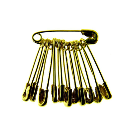 Safety Pins 19mm Yellow Coloured in Bunches of 12 - Ideal Cloakroom Tickets DSPB - ThreadandTrimmings