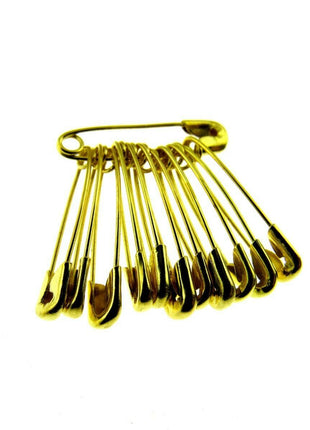 Safety Pins 19mm Yellow Coloured in Bunches of 12 - Ideal Cloakroom Tickets DSPB - ThreadandTrimmings