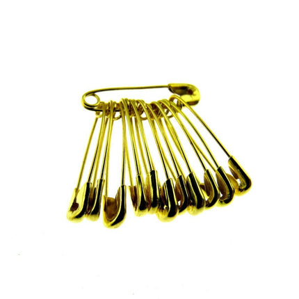 Safety Pins 19mm Yellow Coloured in Bunches of 12 - Ideal Cloakroom Tickets DSPB - ThreadandTrimmings