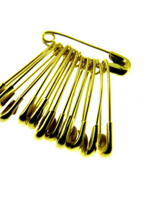 Safety Pins 19mm Yellow Coloured in Bunches of 12 - Ideal Cloakroom Tickets DSPB - ThreadandTrimmings