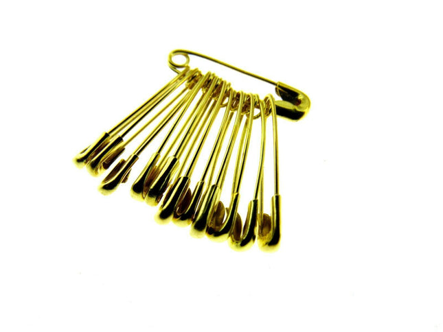 Safety Pins 19mm Yellow Coloured in Bunches of 12 - Ideal Cloakroom Tickets DSPB - ThreadandTrimmings
