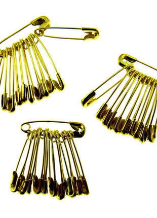 Safety Pins 19mm Yellow Coloured in Bunches of 12 - Ideal Cloakroom Tickets DSPB - ThreadandTrimmings