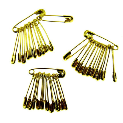 Safety Pins 19mm Yellow Coloured in Bunches of 12 - Ideal Cloakroom Tickets DSPB - ThreadandTrimmings