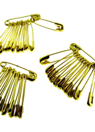 Safety Pins 19mm Yellow Coloured in Bunches of 12 - Ideal Cloakroom Tickets DSPB - ThreadandTrimmings