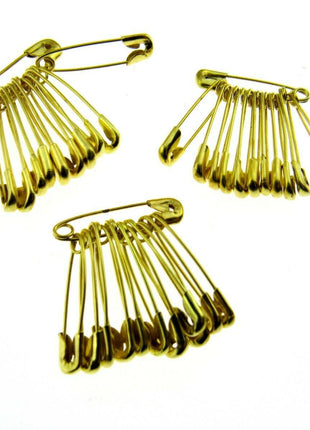Safety Pins 19mm Yellow Coloured in Bunches of 12 - Ideal Cloakroom Tickets DSPB - ThreadandTrimmings