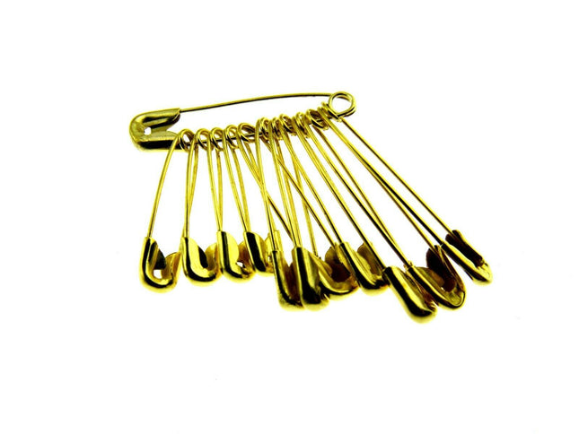 Safety Pins Assorted Yellow Daily  in Bunches of 12 - DSPBA