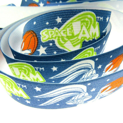 Flat Stretchy Children's Belt Elastic with Space Jam Rabbit Print - 28mm Wide