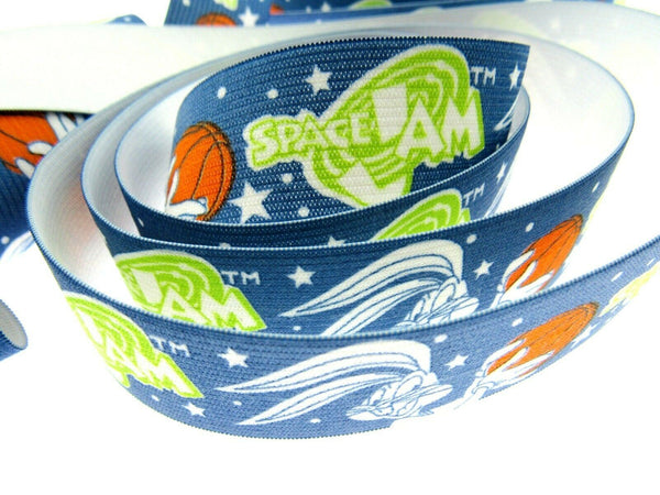 Flat Stretchy Children's Belt Elastic with Space Jam Rabbit Print - 28mm Wide