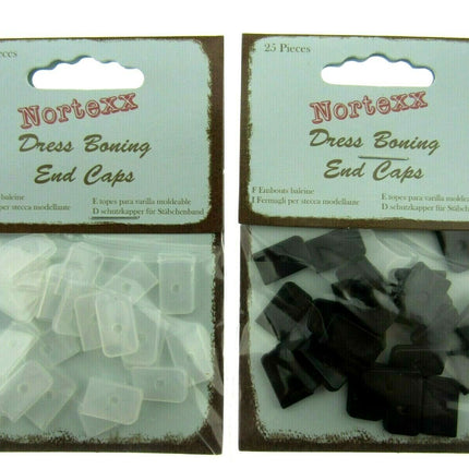 NYLON BONING END CAPS - 8mm or 12mm - In BLACK or WHITE - ThreadandTrimmings