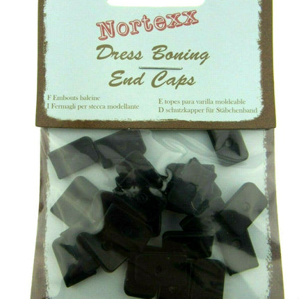 NYLON BONING END CAPS - 8mm or 12mm - In BLACK or WHITE - ThreadandTrimmings
