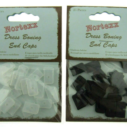 NYLON BONING END CAPS - 8mm or 12mm - In BLACK or WHITE - ThreadandTrimmings