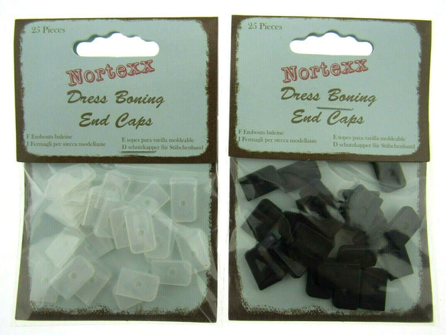 NYLON BONING END CAPS - 8mm or 12mm - In BLACK or WHITE - ThreadandTrimmings